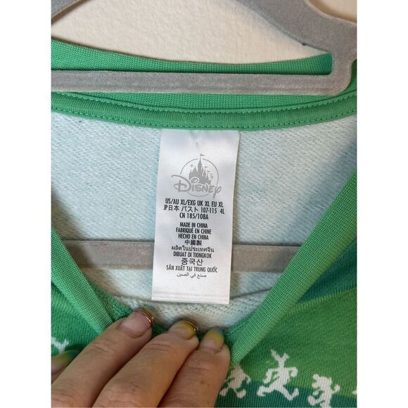 Disney Parks Mickey Mouse Green Striped Crewneck Sweatshirt Oversized XL - Picture 5 of 7